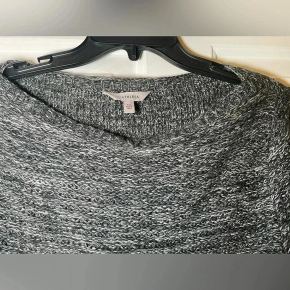Athleta Gray/Black Heathered Fine Merino Wool Sweater Size XS Pockets Boat Neck - Picture 2 of 9